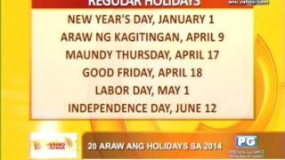 Philippine holidays of 2014 [upl. by Petunia111]