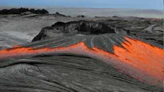 Rivers of molten lava high up Pulama Pali  Kilauea Volcano Hawaii DIGITALNECTAR [upl. by Haorbed]