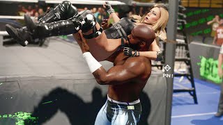 WWE 2k23 Stacy Keibler vs Apollo Crews 12 intergender wrestling [upl. by Arevle983]