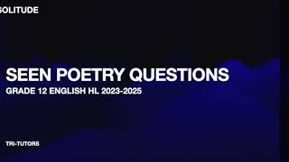 English HL DBECAPS Seen Poetry Questions 20232025 Compilation  Tritutors English HL Poetry [upl. by Nole]