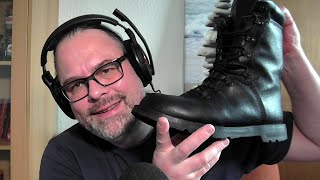 ASMR  Schuhpflege Kampfstiefel putzen Shoe Shine Flüstern Whispering GERMAN [upl. by Ahsilahk]