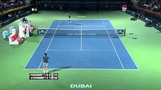 Stepaneks Diving Hot Shot vs Federer In Dubai 2014 [upl. by Ahsed]