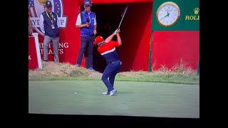 DeChambeau drives 1st at whistling Straits Ryder cup singles [upl. by Oirramed]