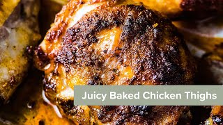 Juicy Baked Chicken Thighs Youtube [upl. by Goldie622]