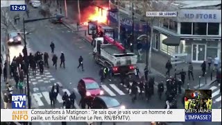 Aubervilliers des feux de poubelles déclenchés devant un lycée en marge dune mobilisation [upl. by Adnat]