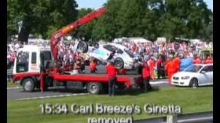 Oulton Park BTCC 2009 Ginetta crash and recovery [upl. by Anwahsed259]