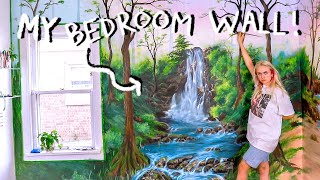 painting a fairy forest mural on my bedroom wall BOB ROSS inspired [upl. by Yenmor]