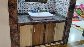 washbasin countertop design and Wall tiles design with storage [upl. by Sofer175]