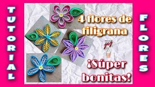 COMO HACER FLORES DE FILIGRANA  FLORES CON TIRAS DE PAPEL  2018  TUTORIAL  JCJ MANOS CON ARTE [upl. by Luise288]