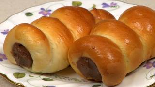 How to Make Chocolate Cornets CornetShaped Sweet Buns Recipe  Cooking with Dog [upl. by Aleras]