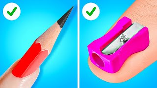 GENIUS SCHOOL HACKS 📝 Easy Crafts and Hacks For Back To School by 123 GO [upl. by Anirdnaxela]