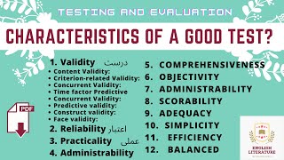 Characteristics of a Good Test In Urdu and Hindi Explained with Notes Testing and Evaluation [upl. by Osnerol]