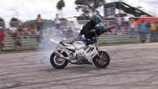 Awesome Tandem Motorcycle Stunt Show Ride [upl. by Nosyk332]