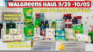 WALGREENS COUPONING HAUL 929 1005 DEALS WALGREENS EASY FREBIE DEALS  HUGGIES RR STILL PRINTING [upl. by Jerz133]