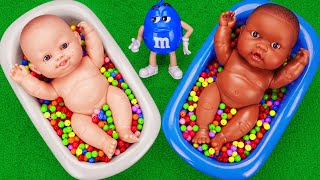 Satisfying ASMR Video l Yummy Mixing Candy in 2 Bathtubs with Magic Colors MampMs Slime Cutting ASMR [upl. by Azaria]