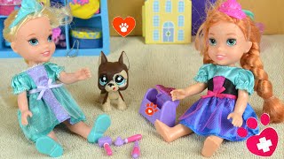 Elsa and Anna PuppySitting Rapunzel  Dog  Annia amp Elsia Toddlers  Pets I Toys Dolls LPS I Ep87 [upl. by Amikahs]