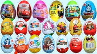 20 Surprise Eggs Kinder Surprise Cars 2 Thomas Spongebob Disney Pixar [upl. by Marie]