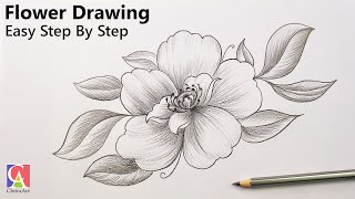 Flower Drawing Easy with Pencil Shading  How To Draw Flowers [upl. by Pry614]