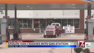 Stolen van crashes into gas station in Raleigh [upl. by Katie]