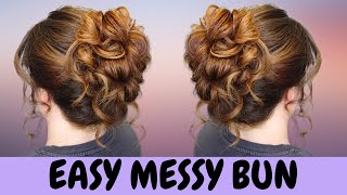 EASY high messy bun hairstyle  quick hair tutorial [upl. by Suez]