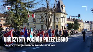 Uroczysty pochód ulicami Leska z okazji Święta Niepodległości [upl. by Hachmann]