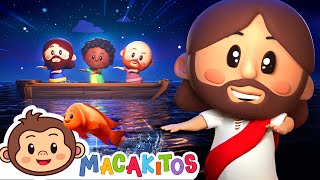 PIERRE JACQUES ET JEAN DANS LE BATEAU  Chants Chrétiens pour Enfants  Les Macakitos [upl. by Gwenneth]