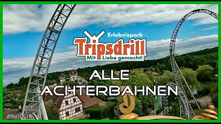 Erlebnispark Tripsdrill 2024 alle Achterbahnen im Freizeitpark POV Onrides [upl. by Htiaf94]