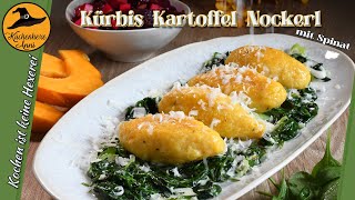 Herbstiche Kürbis Kartoffel Nockerl mit Blattspinat [upl. by Ecnarrot]