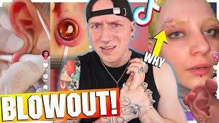 Ear Stretching BLOWOUT that DESTROYED His Ear  New TikTok Piercing Fails  Roly [upl. by Edahc]