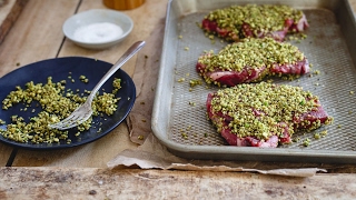 Pistachio Crusted Lamb Chops with Red Wine Cherries [upl. by Stoat]