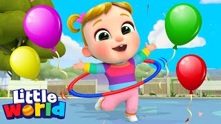 Hula Hoop Song Nina and Nico  Little World Kids Songs amp Nursery Rhymes [upl. by Ateinotna]