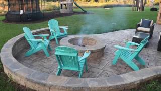 Stamped Concrete Patio with Firepit amp Seating Wall [upl. by Acalia]