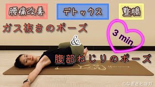 3分！腸活ヨガ『ガス抜きのポーズ』amp『腹部捻じりのポーズ』 nagisatoyoga6161 [upl. by Madden713]