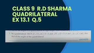 class 9 RD Sharma chapter 13 quadrilateral exercise 131 Q 5 important questionsolutionncert [upl. by Nemajneb953]