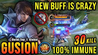 30 Kills No Death New Buffed Gusion is Crazy 100 IMMUNE  Build Top 1 Global Gusion  MLBB [upl. by Onid523]