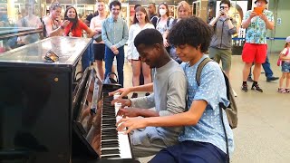 Epic Boogie Woogie Piano Jam with two Duets at St Pancras Station [upl. by Deirdra482]