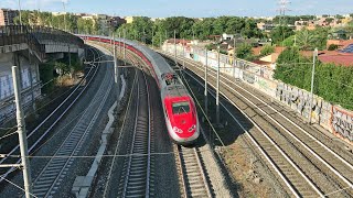 Treno Frecciarossa ETR500 da Milano a Roma in arrivo alla stazione ferroviaria di Roma Tiburtina [upl. by Haerb]