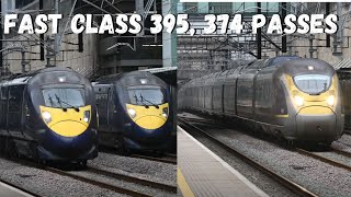 FAST Class 395 374 passes at Stratford International station London Eurostar amp Southeastern  HS1 [upl. by Bolen941]