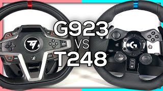 Logitech G923 VS Thrustmaster T248  Which is the BEST EntryLevel Sim Racing Wheel [upl. by Naibaf]