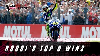 Valentino Rossis top five MotoGP wins  His most thrilling battles and mindblowing performances [upl. by Siuqcram175]