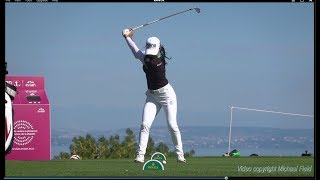 Minjee Lee Golf Swing  MidIron faceon view Evian Championship September 2018 [upl. by Salot]