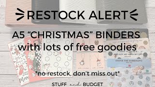 A5 quotChristmasquot Binder Restock  LIMITED Quantity  Lots of Freebies  Envelopes Charms Scratchers [upl. by Suirrad]