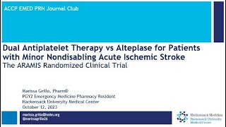 Dual Antiplatelet Therapy vs Alteplase for Patients with Minor Nondisabling Acute Ischemic Stroke [upl. by Odnumyer]