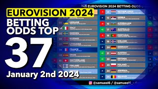 🏆📊 Who will be the WINNER of EUROVISION 2024  Betting Odds TOP 37 January 2nd [upl. by Zadoc567]