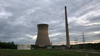 Muskingum River power plant unit five cooling tower and stack demolition [upl. by Sewell]