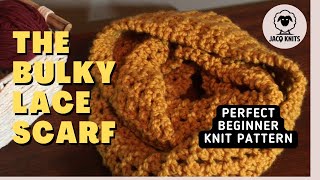 Bulky Lace Knitted Scarf How to knit this infinity scarf with bulky weight yarn [upl. by Ylrebmyk168]