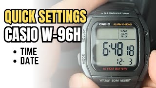 Casio W96 Basic Quick Setting How to set time and date [upl. by Adnohrahs]