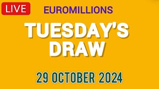 National Lottery Euromillions Draw Live Results From Tuesday 29 Oct 2024  euro millions live [upl. by Atiuqahs268]