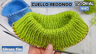 Cómo tejer CUELLO  ESCOTE Redondo Tejido a dos agujas Top Down  Escotes y Cuellos [upl. by Maggee989]