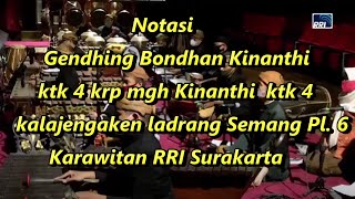 Notasi Gendhing Bondhan Kinanthi Ldr Semang Pl 6 [upl. by Adriana]